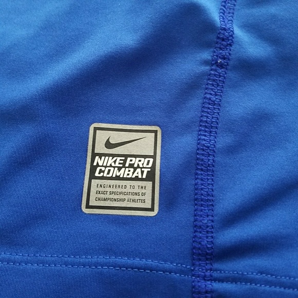 Nike Pro Combat Large Fitted Shirt Dri-Fit Blue - Picture 7 of 8